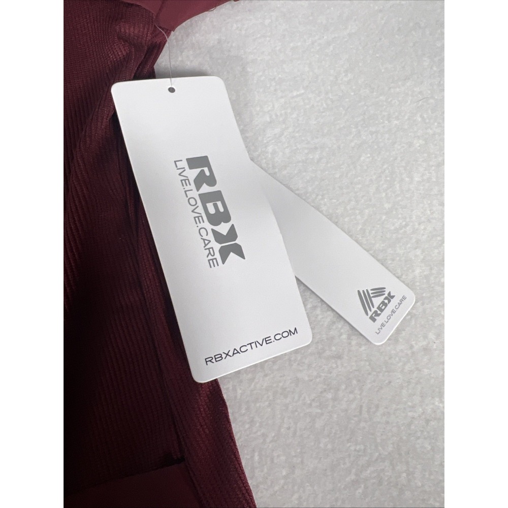 RBX Activewear Women's Scrub Top Small Burgundy Zip Front Stretch Panels NWT - Picture 7 of 8